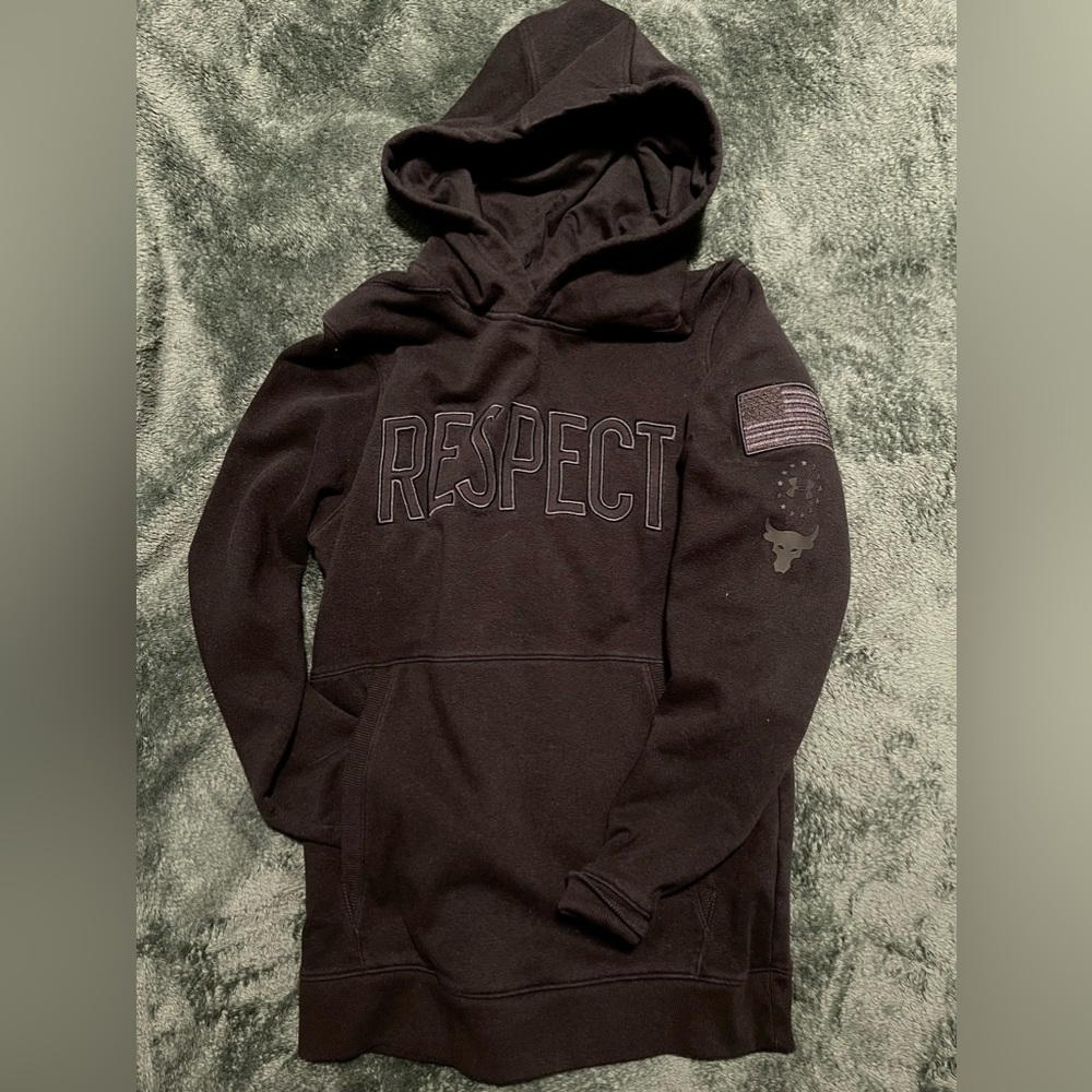 Under Armour Project Rock Fleece Respect Hoodie Sweatshirt - Black, Small